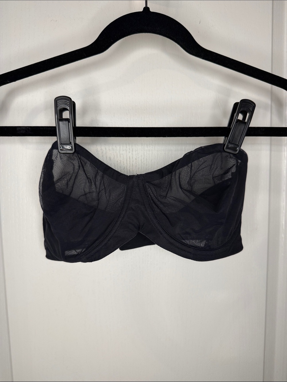 SKIMS Black Strapless Sheer Mesh Underwire Bandeau Bra